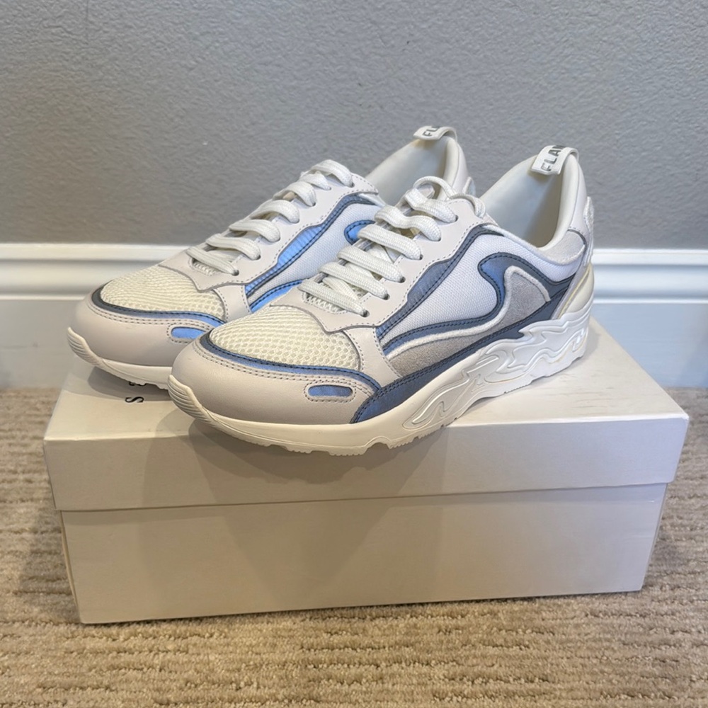 Stylish White and Gray Women’s Sandro Flame Sneakers